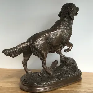 Golden Retriever on Rocks dog figurine in solid cold cast bronze