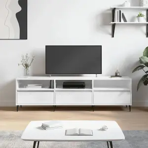 Berkfield TV Cabinet High Gloss White 150x30x44.5 cm Engineered Wood