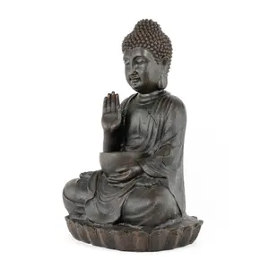 Solar Powered Garden Outdoor Water Feature Meditating Buddha with Bowl & Pump