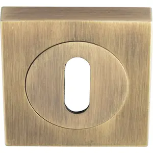 Square Lock Profile Escutcheon 51 x 51mm Concealed Fix Antique Brass