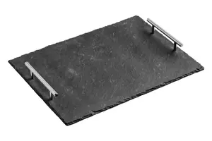 Maison by Premier Large Slate Tray With Stainless Steel Handles