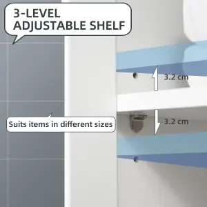 kleankin Bathroom Storage Unit with Drawer Double Door Cabinet Adjustable Shelf