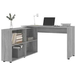 Berkfield Corner Desk Grey Sonoma Engineered Wood