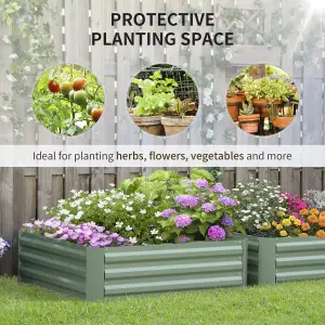 Outsunny Set of 2 Raised Garden Bed Galvanised Planter Box Easy Setup Green