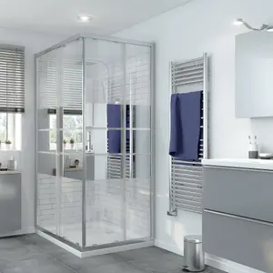 GoodHome Beloya Framed Mirror Silver effect Rectangular Shower enclosure - Corner entry double sliding door (W)120cm (D)80cm