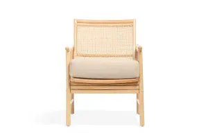 Borneo Rattan Accent Chair Indoor Natural with Boucle Cushion