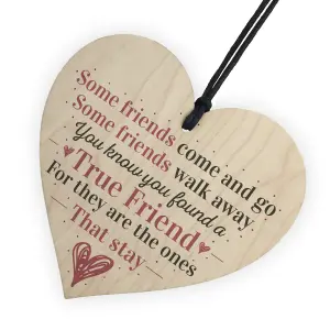 Red Ocean True Friend Sentimental Friendship Gift For Girls Women Hanging Wood Heart Sign Birthday