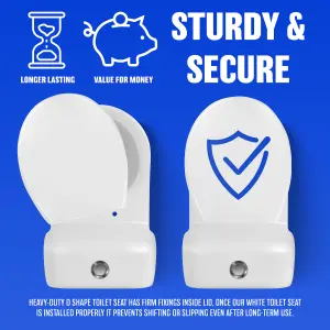 Soft Close White Toilet Seat - Luxury Bathroom Slow Seats Wc Heavy Duty D Shaped Easy to Install Fittings Included Home