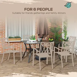 Outsunny Garden Table with Parasol Hole for Patio, Deck, Brown, 150 x 96 x 73cm