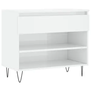 Shoe Cabinet High Gloss White 70x36x60 cm Engineered Wood