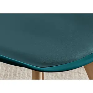 Stolm Bright Moulded Plastic Dining Chair with Wooden Legs and Foam Cushion Seat (Set of 2) Blue