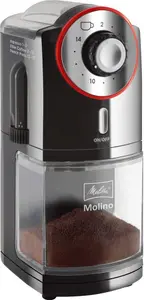 Melitta Molino Coffee Grinder, 1019-01, Electric Coffee Grinder, Flat Grinding Disc, Black/Red