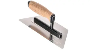 Toolty Flexible Trapezoidal Trowel with Cork Handle on Aluminium Foot 240mm Stainless Steel for Finishing Plastering Smoothing DIY