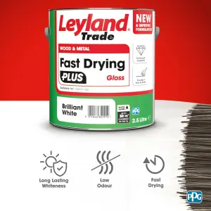 Leyland Trade Fast Dry Plus Brilliant White Gloss Metal & wood paint, 2.5L