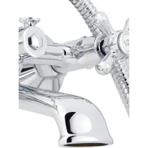 GoodHome Etel Gloss Chrome Wall-mounted Bath mixer tap with shower kit