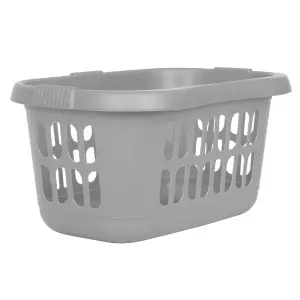 1x Silver Large Plastic Hipster Laundry Baskets For Laundry Rooms