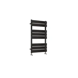 Designer Vertical Black Single Panel Towel Radiator (H) 800mm x (W) 450mm, 1550 BTU.