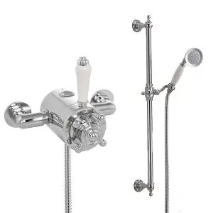 Nes Home Refal Cross Traditional Bathroom Exposed Thermostatic Shower Mixer - Shower Handset, Slider Rail Kit