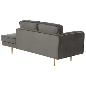 Left Hand Velvet Chaise Lounge Grey MIRAMAS