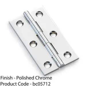 PAIR Solid Brass Cabinet Butt Hinge - 64mm - Polished Chrome Premium Cupboard