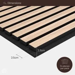 WVH 2x Essentials Wood Slat Acoustic Panel - Oak, 52cm x 52cm