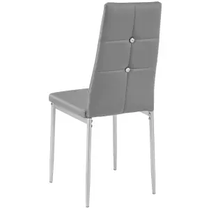 Dining Chairs Set of 4 - high backrest with rhinestones, slim steel legs - grey