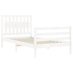 Berkfield Bed Frame with Headboard White 100x200 cm Solid Wood