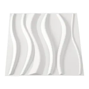 12 Pcs White 3D PVC Wavy Design Decorative Wall Panels Set 500mm x 500mm