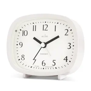 Analogue Quartz Movement / Crystal Alarm Tabletop Clock White