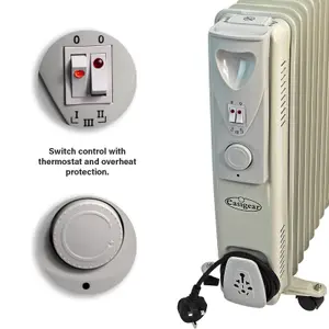 Oil Filled Portable Radiator 2000W Electric Heater 9 Fins 3 settings Thermostat