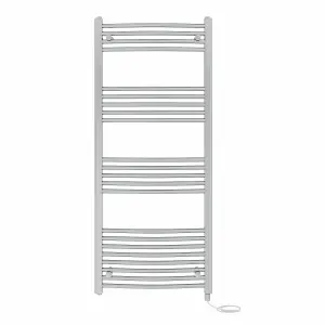 Right Radiators Prefilled Electric Curved Heated Towel Rail Bathroom Ladder Warmer Rads - Chrome 1400x600 mm