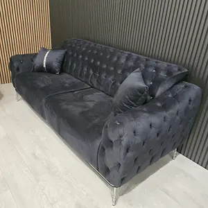 Monalisa Velvet Sofa 3+2 Sofa Set Dark Grey