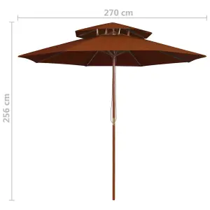 Berkfield Double Decker Parasol with Wooden Pole Terracotta 270 cm