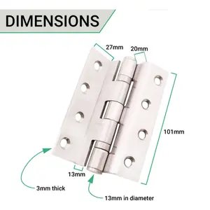 AFIT Satin Stainless Steel Rebated Cranked Stormproof Hinges 4" 102mm - Pair