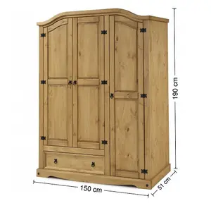 Corona 3 Door 1 Drawer Wardrobe