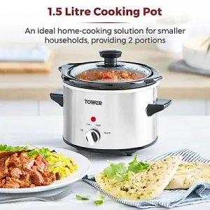 Tower 1.5 Litre Stainless Steel Slow Cooker