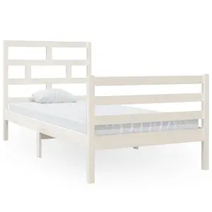 Berkfield Bed Frame White Solid Wood Pine 90x200 cm