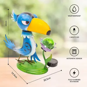 Metal Toucan Garden Ornament With Solar Powered Light