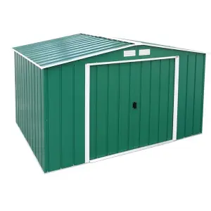 10 x 8 Apex Metal Garden Shed - Green (10ft x 8ft / 10' x 8' / 3.2m x 2.4m)