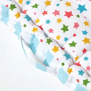 Homescapes Cotton Multi Coloured Stars Floor Cushion, 50 x 50 cm