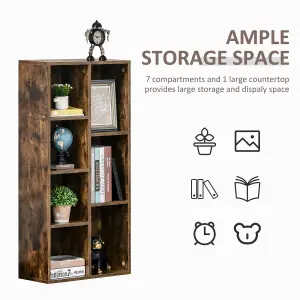 HOMCOM Bookcase Modern Bookshelf Cabinet for Home Office Rustic Brown