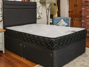 Madrid Special Memory Foam Sprung Divan Bed Set 2FT6 Small Single 2 Drawers Side - Naples Slate