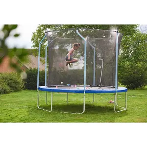 Plum Play 12ft Wave Springsafe Trampoline (Blue) - Free Attachable Mist Feature