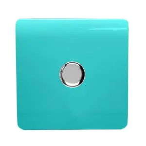 Trendi Switch 1 Gang 1 or 2 way 150w Rotary LED Dimmer Light Switch in Bright Teal