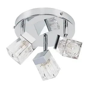 ValueLights Ritz Modern Chrome Ice Cube 3 Way IP44 Rated Bathroom Ceiling Light Spotlight