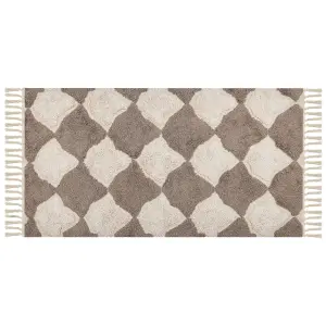 Cotton Area Rug 80 x 150 cm Brown and Beige SINOP