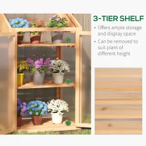 Outsunny Wooden Greenhouse Cold Frame Grow House w/ Double Door for Flower Brown