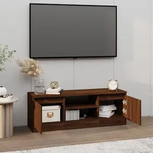 Berkfield TV Cabinet with Door Brown Oak 102x30x36 cm