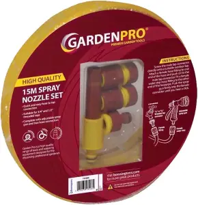 Kingfisher 15m Gold Yellow Hose & Spray Nozzle Set