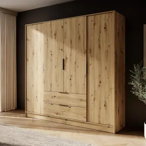 Rustic Oak Artisan Kelly Wardrobe: 206cm of Natural Charm for Spacious Interiors